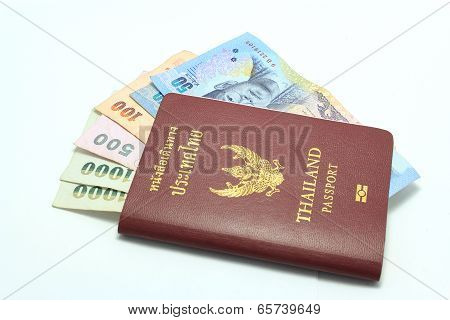 Thailand Passport And Thailand Banknotes