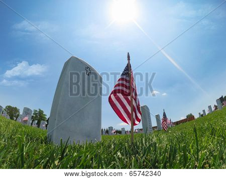 veterans cemetery memorial celebration with American Flag