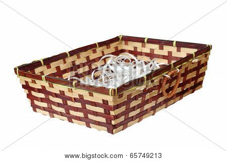 Wattle Basket On White