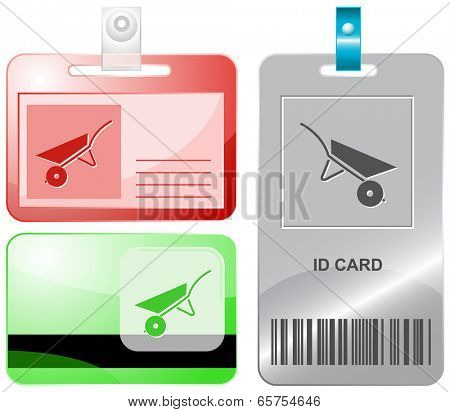 Wheelbarrow. Vector id cards.