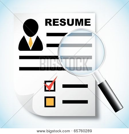 Resume And Magnifying Glass