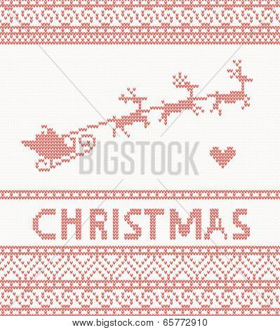 knitted pattern with Santa Claus, deer and presents