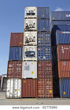 Container - Pile Of Containers And Refrigerated Containers