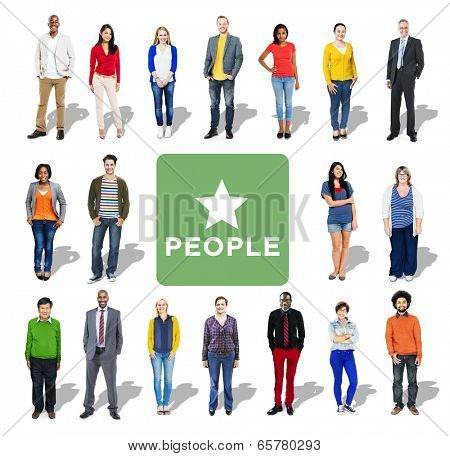 Multi-Ethnic Group of People in a Row
