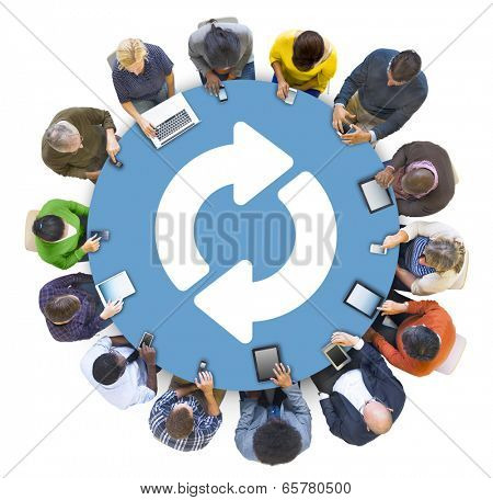Multiethnic Group of Peolple Social Networking