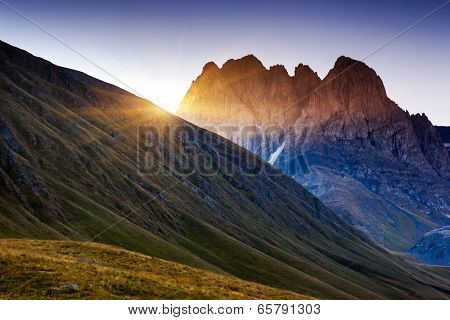 Juta village - foot of Mt Chaukhebi. Georgia, Europe. Caucasus mountains. Beauty world.