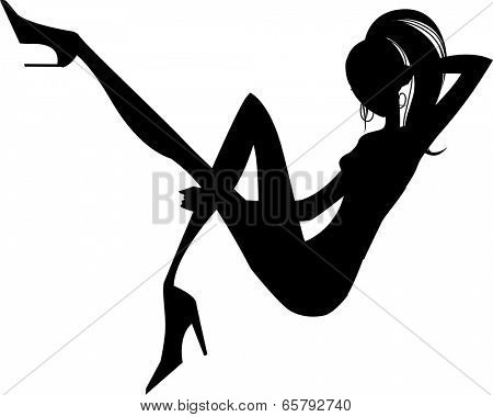 The view of woman is sitting 