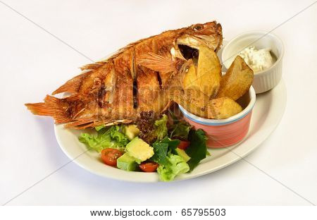 Colombian cuisine. Fried fish.