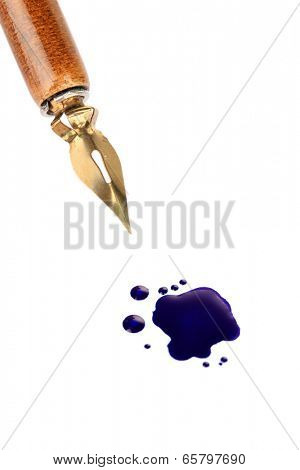 Pen and ink blot, isolated on white 