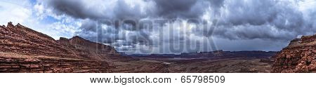 Panoramic Shof Of The View From The Hurrah Pass Trail Moab Utah