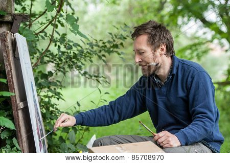 Fine artist painting, Plein-air.