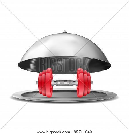 Vector silver opened cloche rod on white background