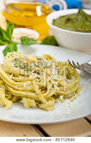 Italian Traditional Basil Pesto Pasta Ingredients