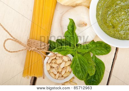 Italian Traditional Basil Pesto Pasta Ingredients