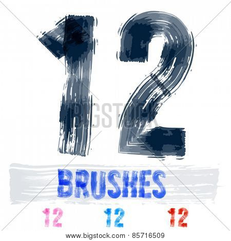Vector set of extremely grunge underground style font. Hand-drawn brush alphabet. Numbers 1 2