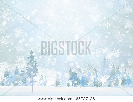 Vector winter forest background.