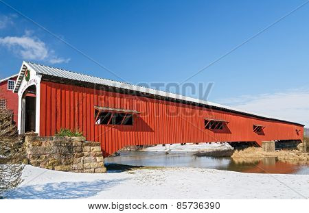 Bridgeton Covered Bridge At Christmas