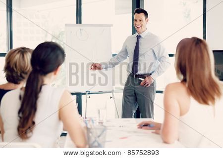 Businessman doing a presentaion in front of his collegues