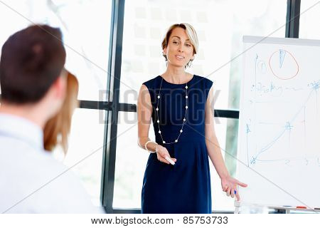 Businesswoman doing a presentaion in front of her collegues
