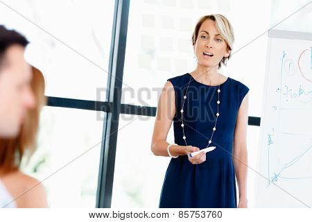 Businesswoman doing a presentaion in front of her collegues