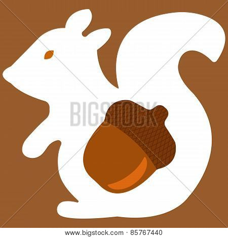 Vector illustration of aquirrel on brown background