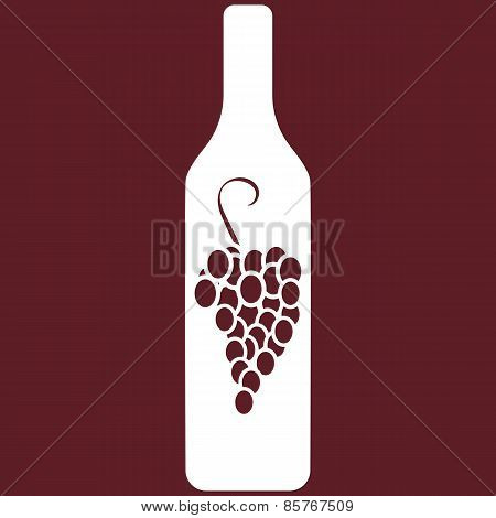 Vector illustration of wine bottle on burgundy background