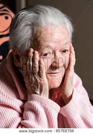 Portrait Of Surprised Old Woman