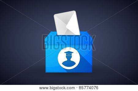 Blue Ballot Box With A Student