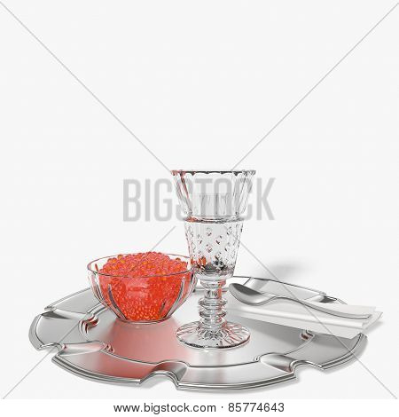 Shot Glass of Vodka with Caviar