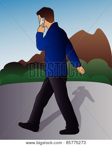 Man Talking on Mobile