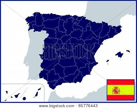 Provinces of Spain with Flag and Badge