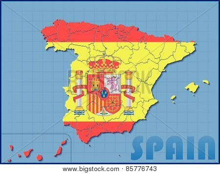 Spain Map with Flag Background