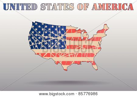 Map of USA with Flag