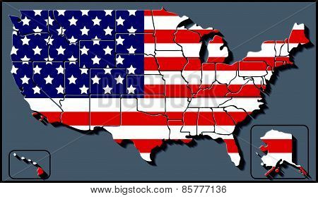 USA Map with Flag Background