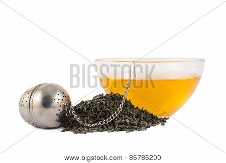 Glass piola bowl of tea isolated