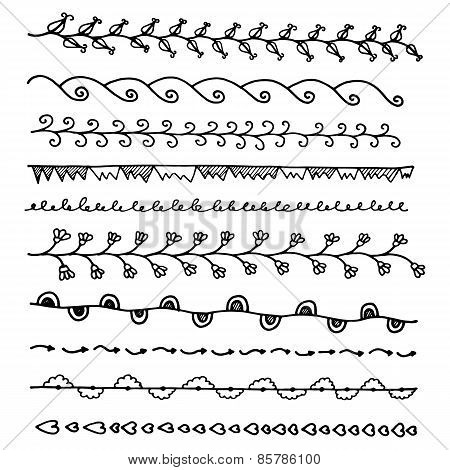 Set of hand drawn borders.