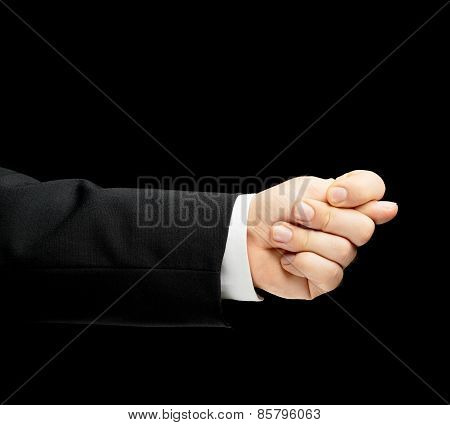 Caucasian male hand in a business suit isolated