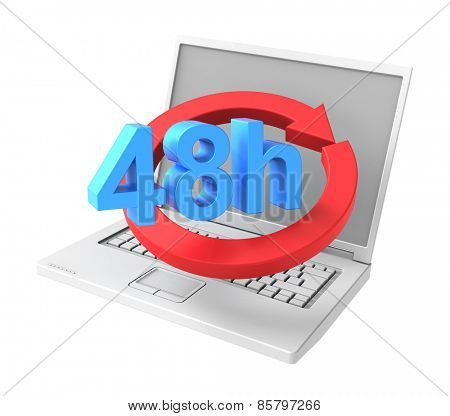 24 hours service sign. Computer generated 3D photo rendering.