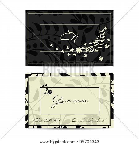 creative vintage vector visit card with flower pattern