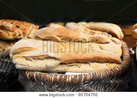 traditional geman farmhouse bread on a market