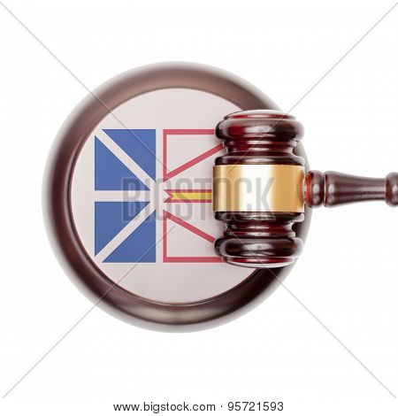 Wooden Judge Gavel And Car Keys Over Sound Box - View From Top