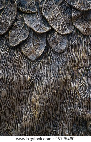 Leaf and fur part of brass sculpture