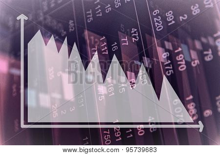 Downtrend diagram and financial data on PC screen