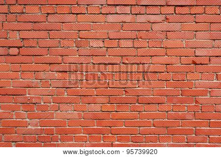 Old Red Brick Wall Fragment Background