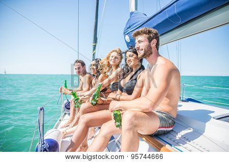 Friends Having Party On A Boat