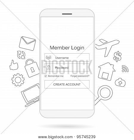 Abstract creative concept vector member login form interface. For web page, site, mobile application