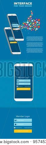 Abstract creative concept vector member login form interface. For web page, site, mobile application
