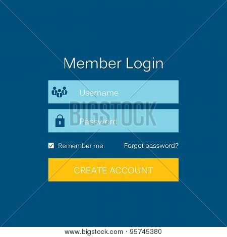 Abstract creative concept vector member login form interface. For web page, site, mobile application
