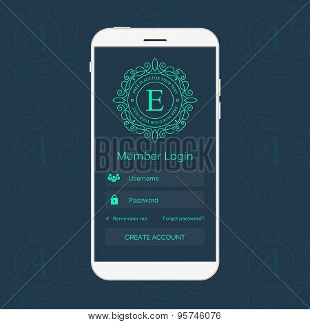 Abstract creative concept vector member login form interface. For web page, site, mobile application