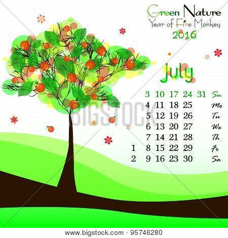 Abstract Nature Background With Summer Tree. July